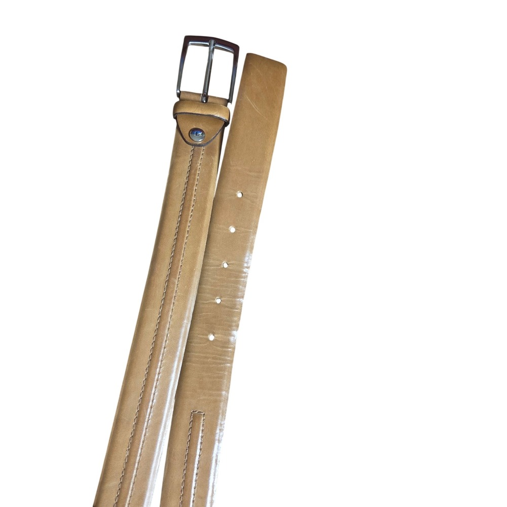 Lucho Leather Belt Mens 36 Silver Buckle Tan Made in Brazil Classic 135235
